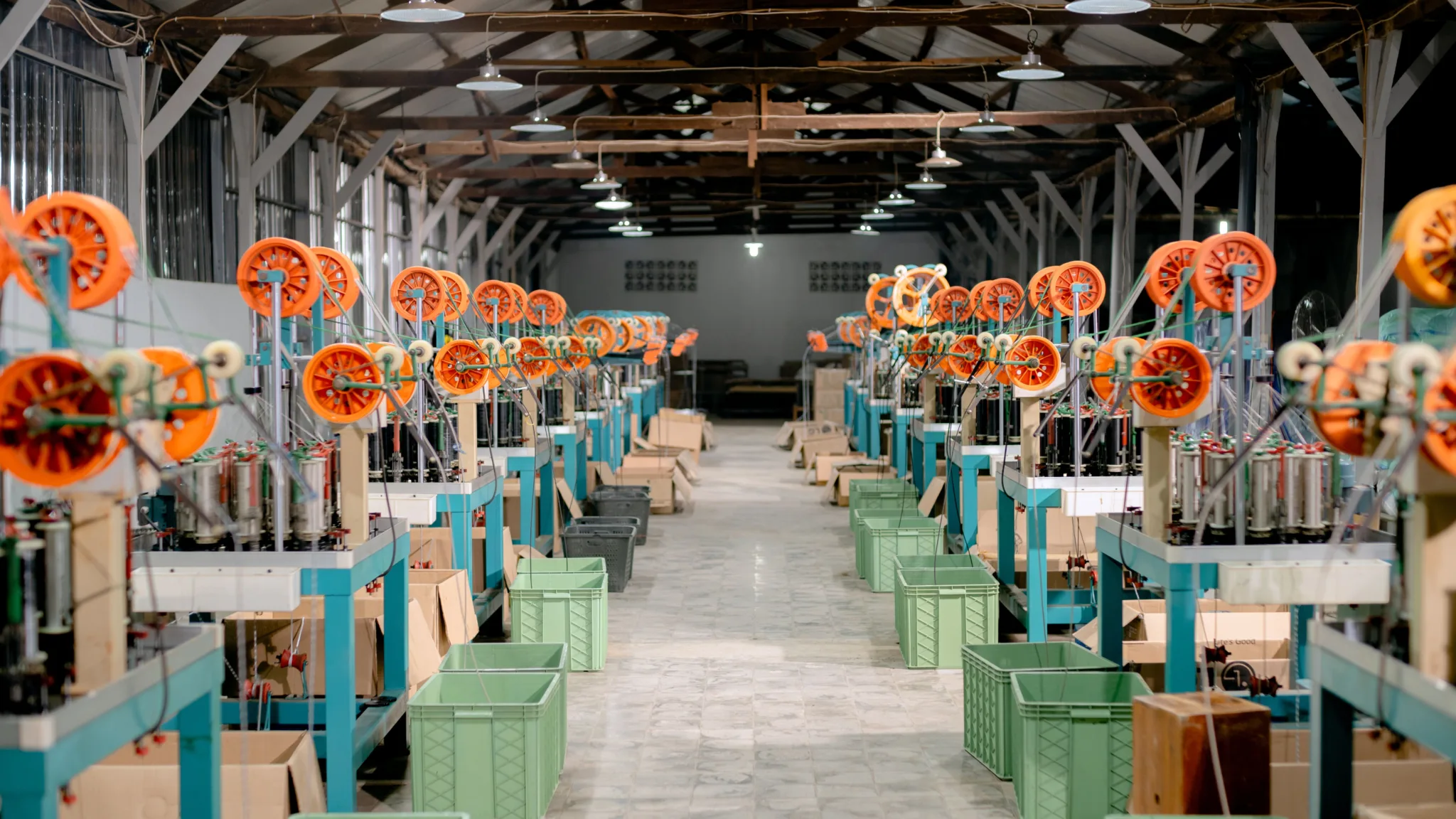 Industrial hall with machinery and equipment