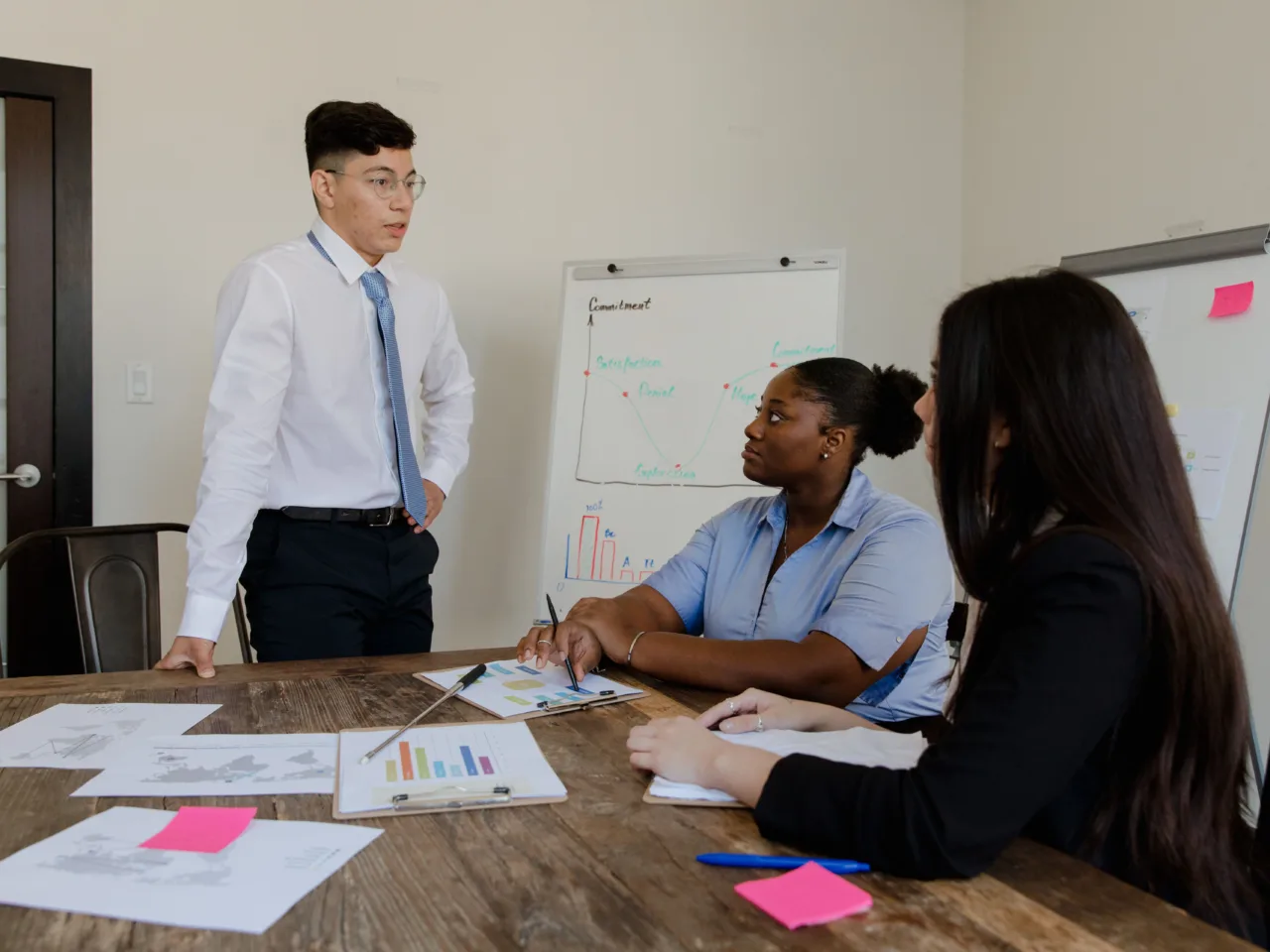 Boardroom meeting, mixed group